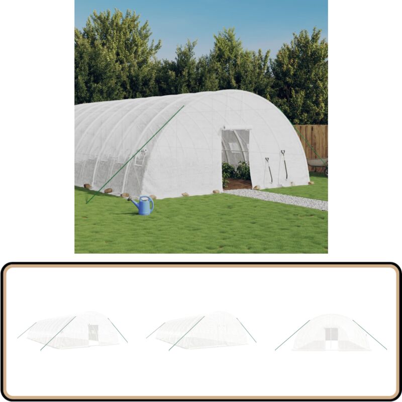 Vidaxl - Serre avec cadre en acier blanc 72 m² 12x6x2,85 m - Serre Jardin - Abri Jardin - Tunnel Jardin - Culture Hors Saison - Potager Extérieur
