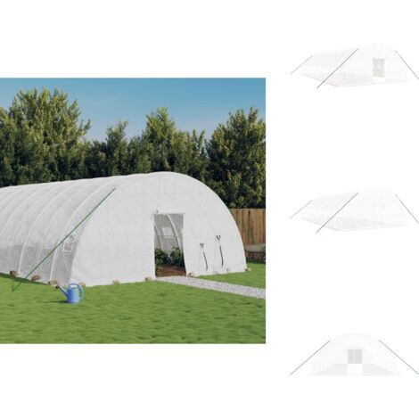 Serre avec cadre en acier blanc 72 m² 12x6x2,85 m - Serre Jardin - Abri Jardin - Tunnel Jardin - Culture Hors Saison - Potager Extérieur