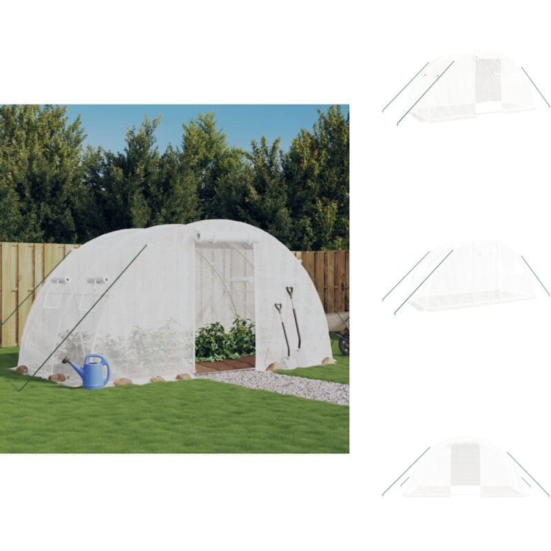 Vidaxl - Serre avec cadre en acier blanc 8 m² 4x2x2 m - Serre De Jardin - Abri Jardin - Tunnel De Jardin - Serriculture - Polycarbonate