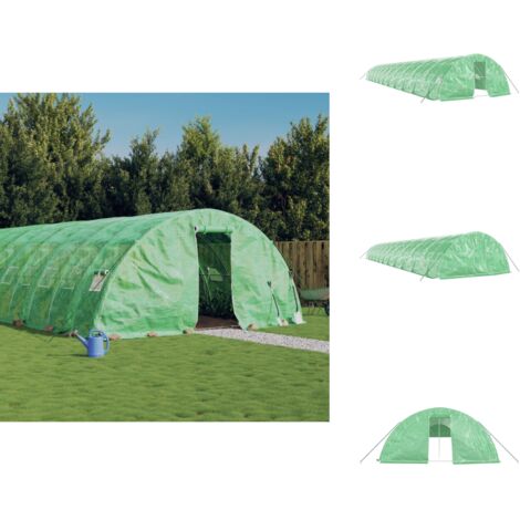Serre avec cadre en acier vert 110 m² 22x5x2,3 m - Serre De Jardin - Serre Verte - Abri Jardin - Tunnel De Culture - Serriculture