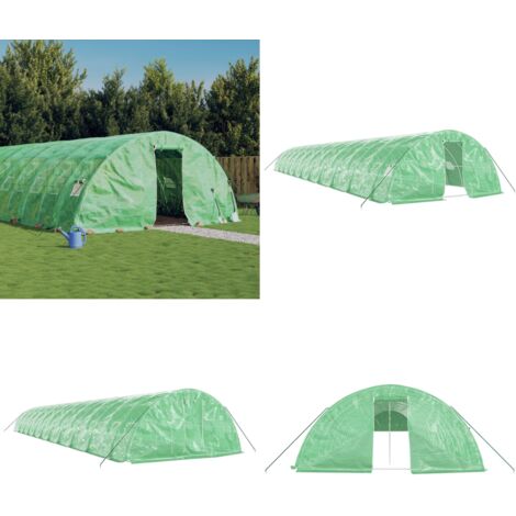 Serre avec cadre en acier vert 110 m² 22x5x2,3 m - Serre De Jardin - Serre Verte - Abri Jardin - Tunnel De Culture - Serriculture - Home & Living