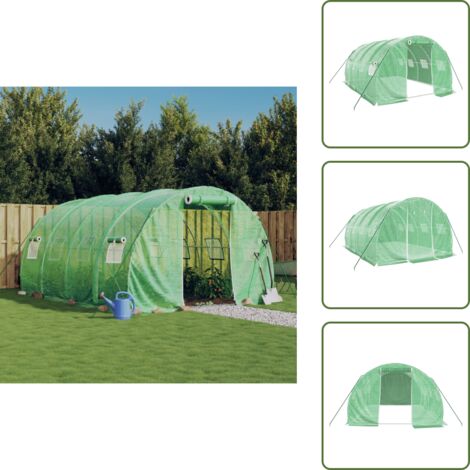 Serre avec cadre en acier vert 12 m² 4x3x2 m - Serre De Jardin - Serre Verte - Abri Jardin - Tunnel De Jardin - Protection Plante