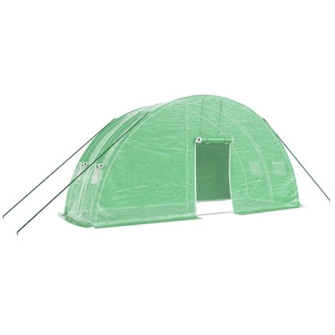 Serre avec cadre en acier vert 12 m² 6x2x2,85 m CFW415997