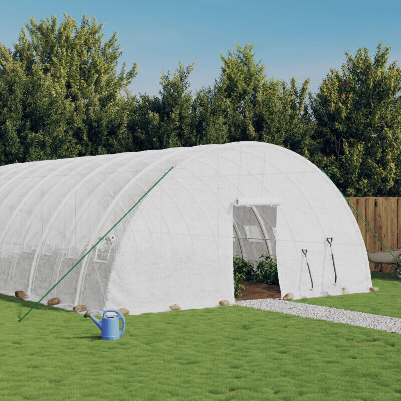 Vidaxl - Serre avec cadre en acier blanc 72 m² 12x6x2,85 m