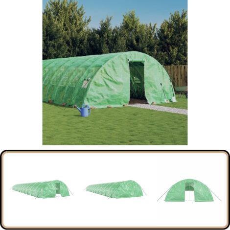 Serre avec cadre en acier vert 120 m² 24x5x2,3 m - Serre De Jardin - Abri Jardin - Tunnel De Jardin - Polycarbonate - Aluminium