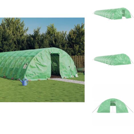 Serre avec cadre en acier vert 120 m² 24x5x2,3 m - Serre De Jardin - Abri Jardin - Tunnel De Jardin - Polycarbonate - Aluminium