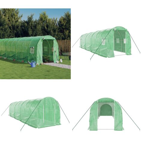 Serre avec cadre en acier vert 16 m² 8x2x2 m - serre -  serres - Home & Living