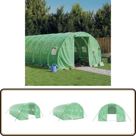 Serre avec cadre en acier vert 18 m² 6x3x2 m - Serre De Jardin - Abri Jardin - Tunnel De Jardin - Polycarbonate - Aluminium