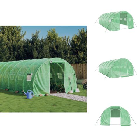 Serre avec cadre en acier vert 18 m² 6x3x2 m - Serre De Jardin - Abri Jardin - Tunnel De Jardin - Polycarbonate - Aluminium