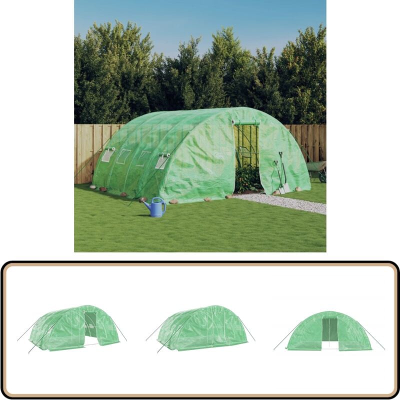 Serre avec cadre en acier vert 20 m² 5x4x2,3 m - Serre De Jardin - Serre Verte - Abri Jardin - Tunnel De Jardin - Couverture Serre