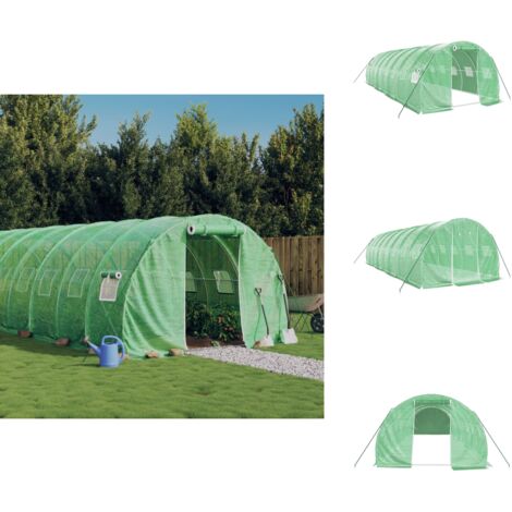 Serre avec cadre en acier vert 24 m² 8x3x2 m - Serre De Jardin - Serre Verte - Abri Jardin - Tunnel De Culture - Serres Pliable