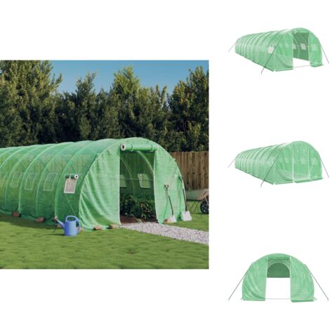 Serre avec cadre en acier vert 30 m² 10x3x2 m - Serre De Jardin - Abri Jardin - Tunnel De Jardin - Serriculture - Potager Extérieur
