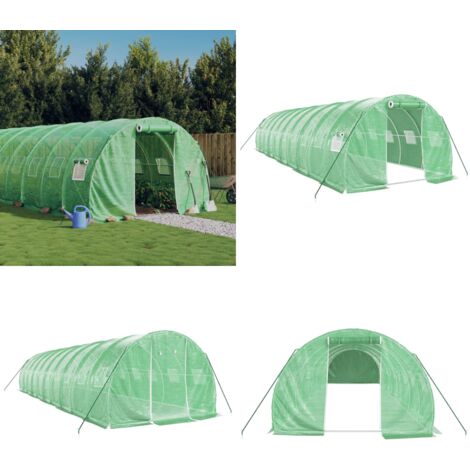 Serre avec cadre en acier vert 30 m² 10x3x2 m - Serre De Jardin - Abri Jardin - Tunnel De Jardin - Serriculture - Potager Extérieur - Home & Living