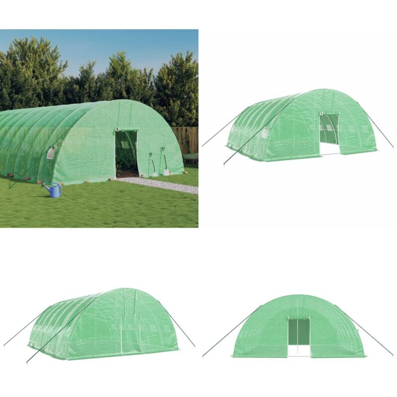 Vidaxl - Serre avec cadre en acier vert 36 m² 6x6x2,85 m - Serre Jardin - Abri Jardin - Tunnel Jardin - Culture Maraîchère - Serriculture - Home &