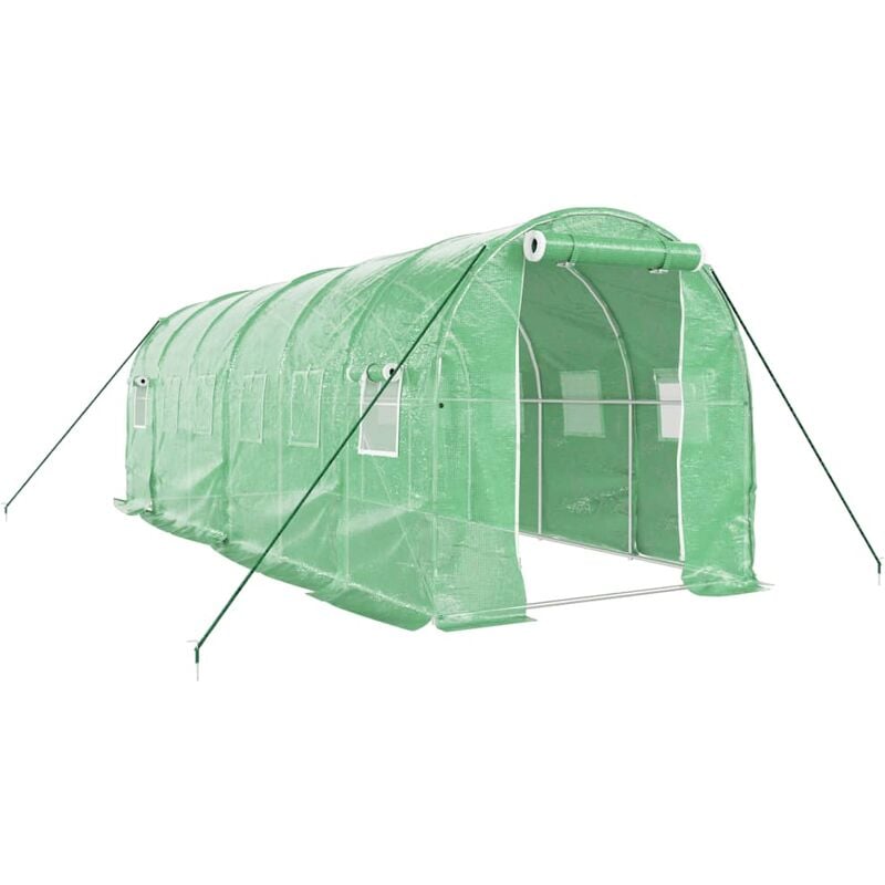 Vidaxl - Serre avec cadre en acier vert 12 m² 6x2x2 m