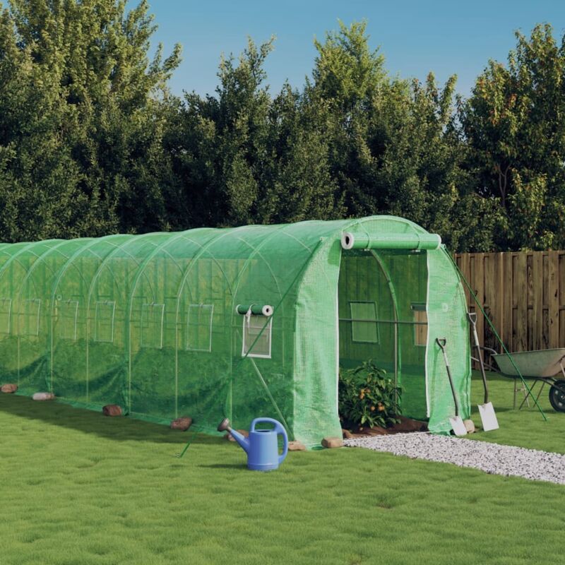 Serre avec cadre en acier vert 12 m² 6x2x2 m - Vidaxl
