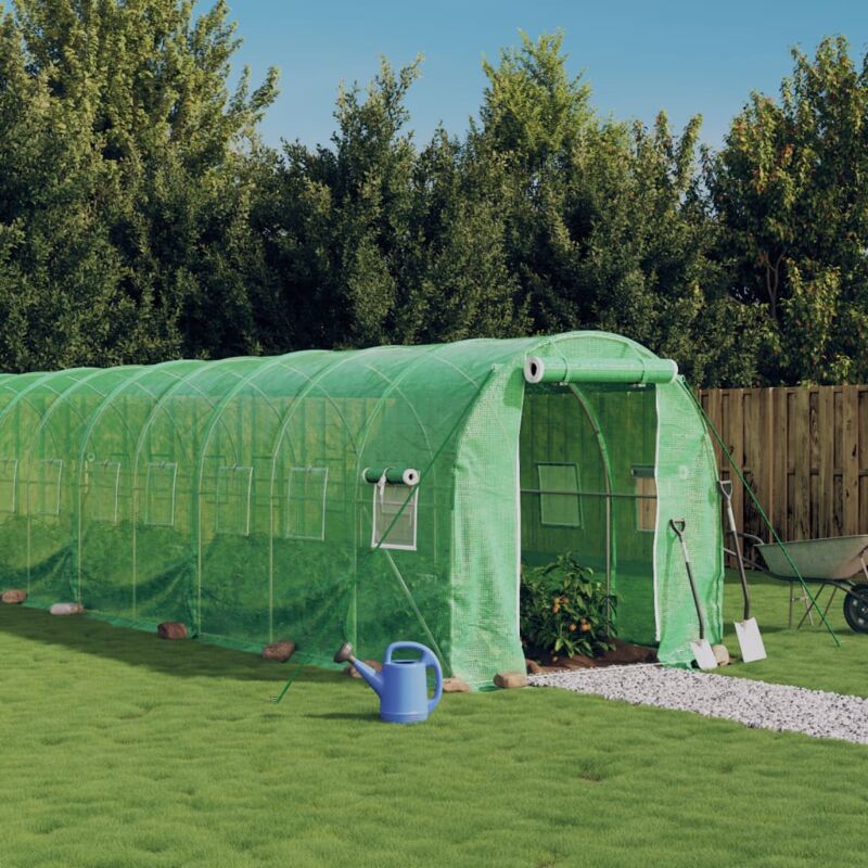 Vidaxl - Serre avec cadre en acier vert 24 m² 12x2x2 m