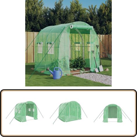 Serre avec cadre en acier vert 4 m² 2x2x2 m - Serre De Jardin - Abri Jardin - Tunnel De Jardin - Serriculture - Potager Extérieur