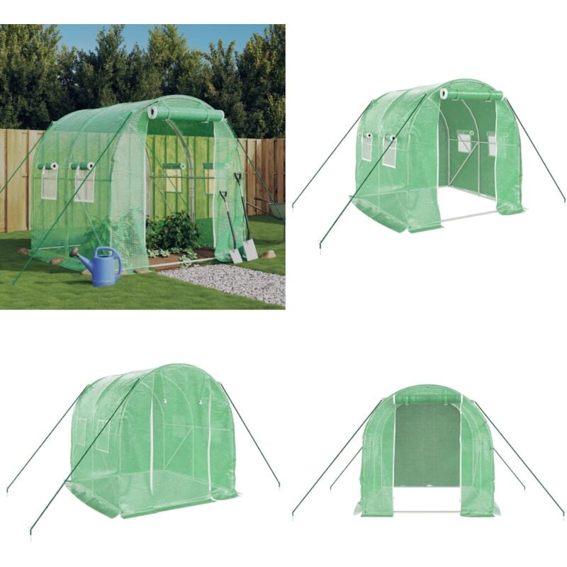Vidaxl - Serre avec cadre en acier vert 4 m² 2x2x2 m - Serre De Jardin - Abri Jardin - Tunnel De Jardin - Serriculture - Potager Extérieur - Home &