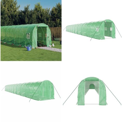 Serre avec cadre en acier vert 40 m² 20x2x2 m - serre -  serres - Home & Living