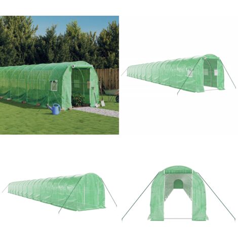 Serre avec cadre en acier vert 44 m² 22x2x2 m - serre -  serres - Home & Living