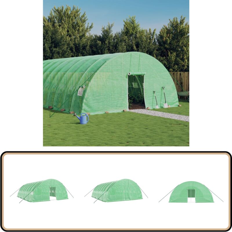 Vidaxl - Serre avec cadre en acier vert 48 m² 8x6x2,85 m - Serre Jardin - Abri Jardin - Tunnel Jardin - Culture Maraîchère - Potager Extérieur