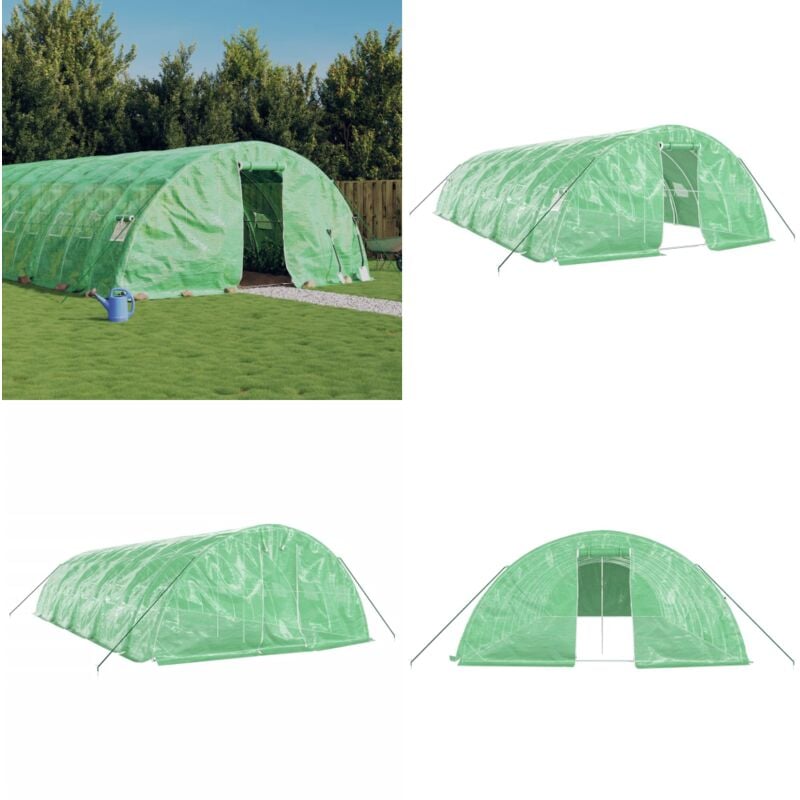 Serre avec cadre en acier vert 50 m² 10x5x2,3 m - Serre De Jardin - Serre Verte - Abri Jardin - Tunnel De Culture - Serriculture - Home & Living