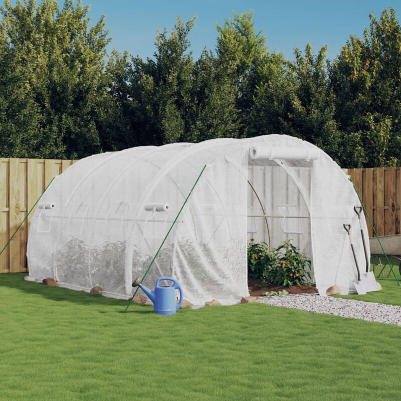 Vidaxl - Serre avec cadre en acier blanc 12 m² 4x3x2 m