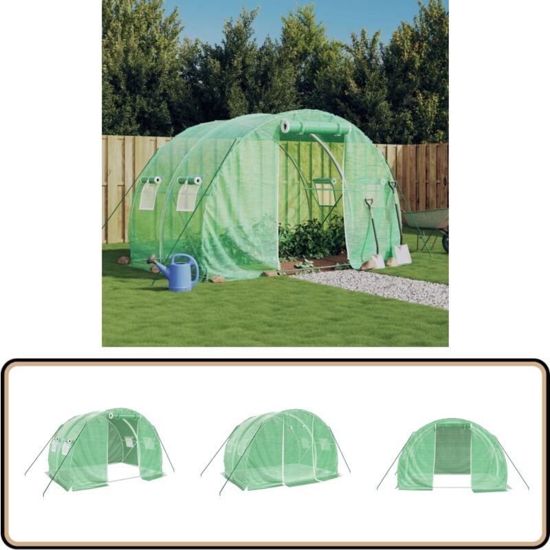 Vidaxl - Serre avec cadre en acier vert 6 m² 3x2x2 m - Serre De Jardin - Serre Verte - Abri Jardin - Tunnel De Culture - Protection Plantes