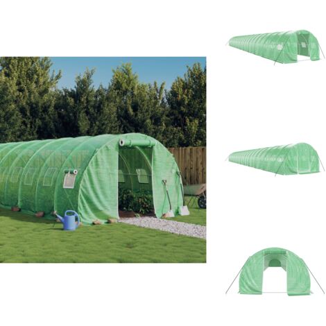 Serre avec cadre en acier vert 66 m² 22x3x2 m - Serre De Jardin - Serre Verte - Serre En Acier - Abri Jardin - Tunnel De Culture