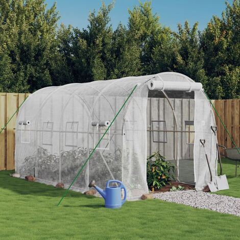 Serre avec cadre Serre de Jardin  Serre De Jardinage en acier blanc 8 m² 4x2x2 m 73679