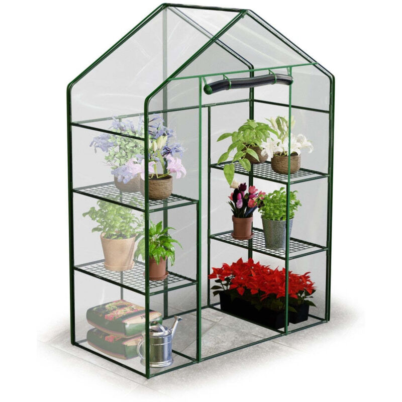 Northix - Serre avec deux etageres 140 x 71 x 195 cm plonos 4922