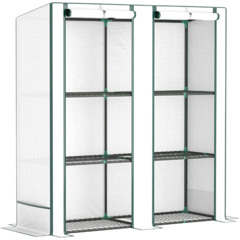 Serre avec double porte,  144 x 48 x 152 cm,  blanc