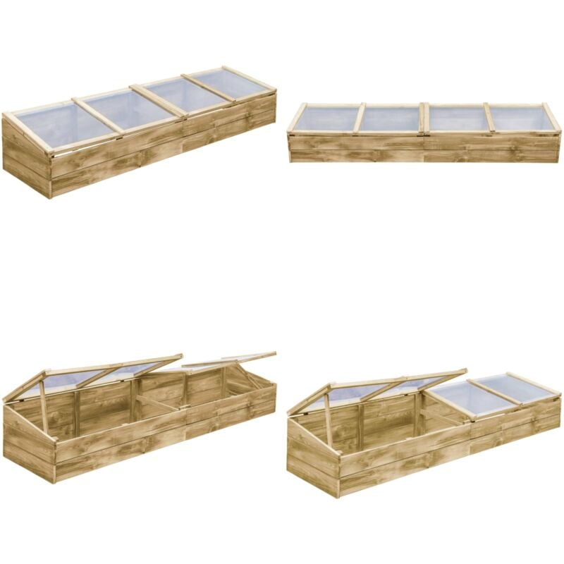 Serre Bois de pin imprégné 200x50x35 cm - Serre De Jardin - Serre Bois - Abri Jardin - Serres Froides - Jardin Potager - Home & Living