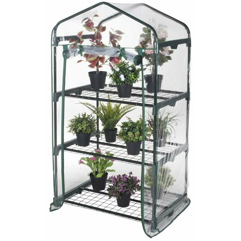 3 ou 4 étagères terrasse avec terrasse avec structure en acier et couverture et couverture de 65 gr Brixo pvc 3 ripiani L69xP49H125 cm