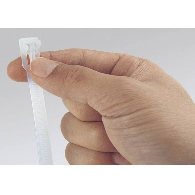 Hellermanntyton - 131-21419 REL140-PA66-NA Serre-câble 150 mm 7.60 mm naturel réouvrable, avec fermeture à levier 100 pc(