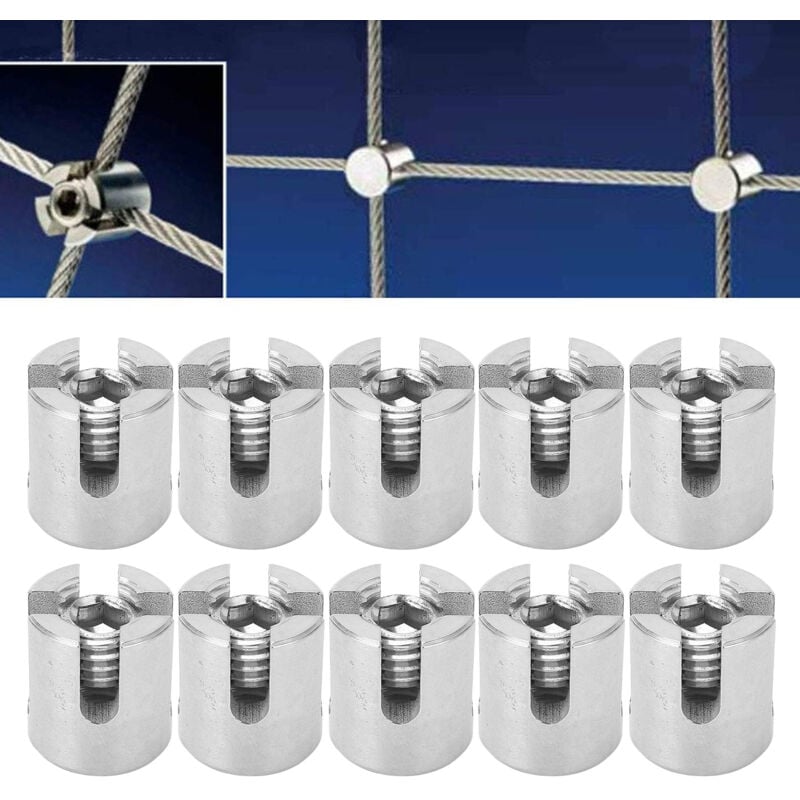 Serre-câble Lot de 10 serre-câbles croisés en acier inoxydable pour garde-corps intérieur et extérieur M12 5 mm/0,2 po Serre-câble