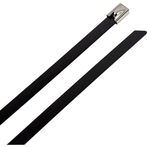 Serre-câble RS PRO 450mm x 12 mm Noir en Acier Inoxydable 316 ( Prix pour Paquet de 100 )