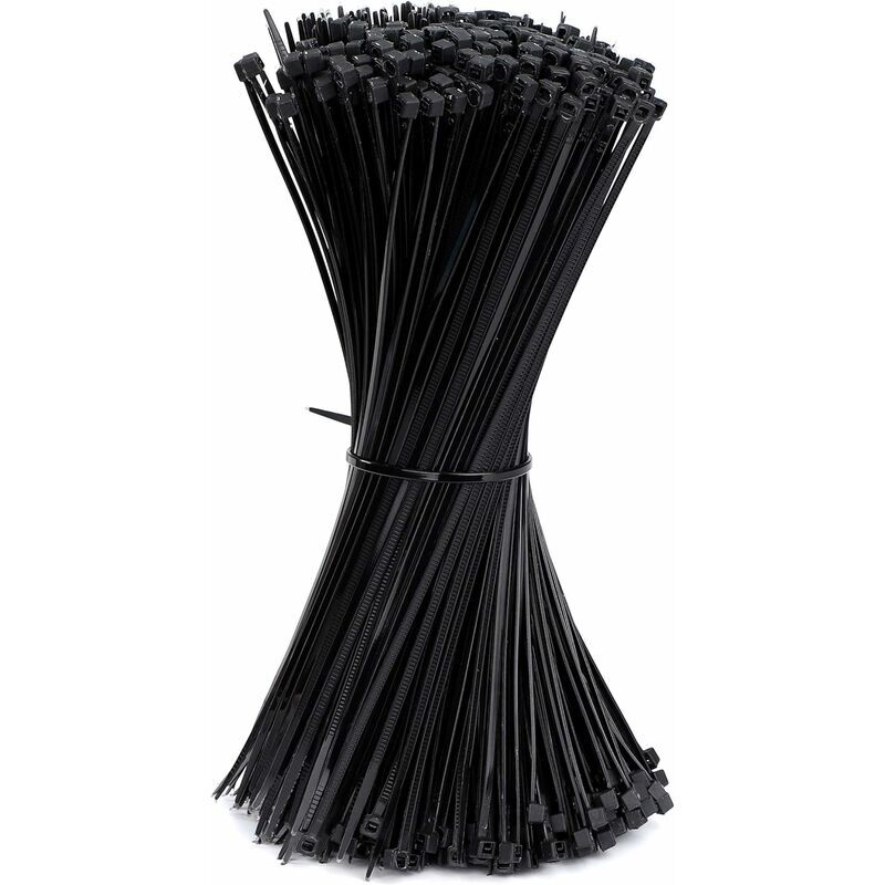 Serre-cables électriques 200 x 2,5 mm Attaches de Cable en Plastique Nylon Autobloquantes Noir 500 Pièces