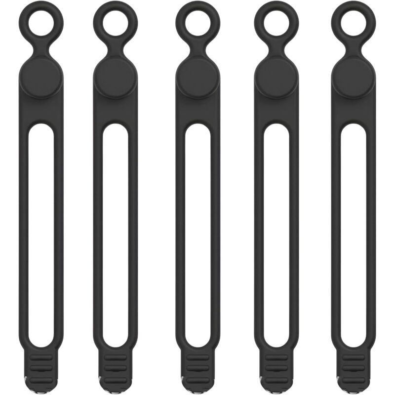 Serre-câbles en silicone noir 106 mm 5 serre-câbles élastique flexible et réutilisable pour la gestion et la fixation des câbles