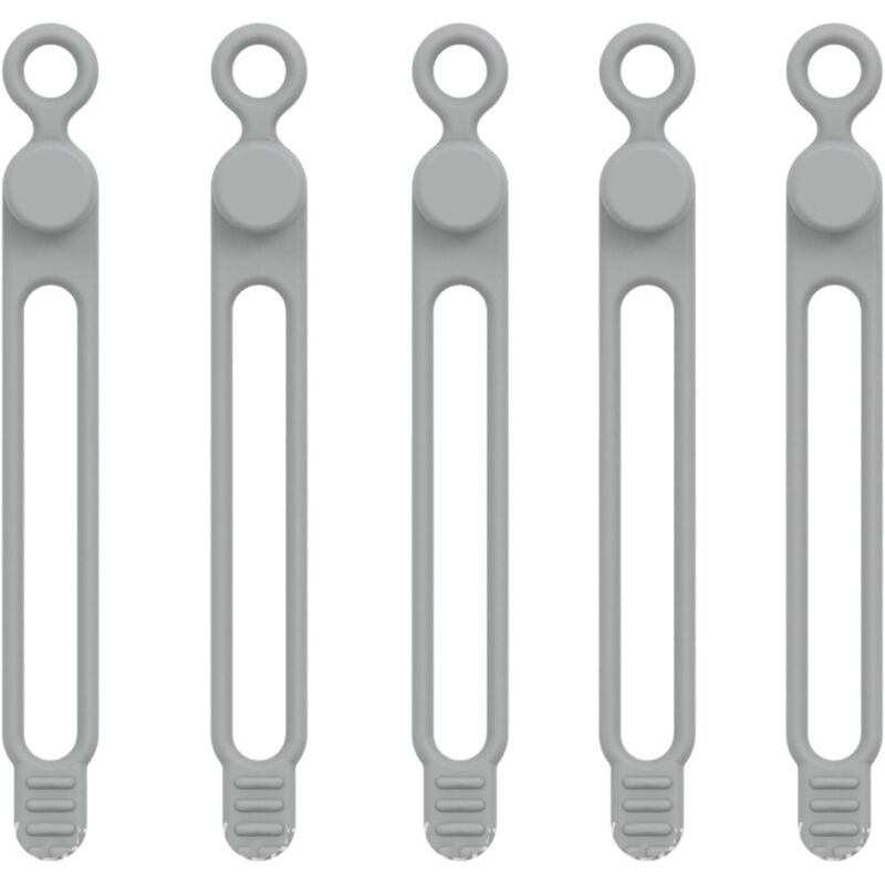 Serre-câbles en silicone gris 106 mm 5 serre-câbles élastique flexible et réutilisable pour la gestion et la fixation des câbles