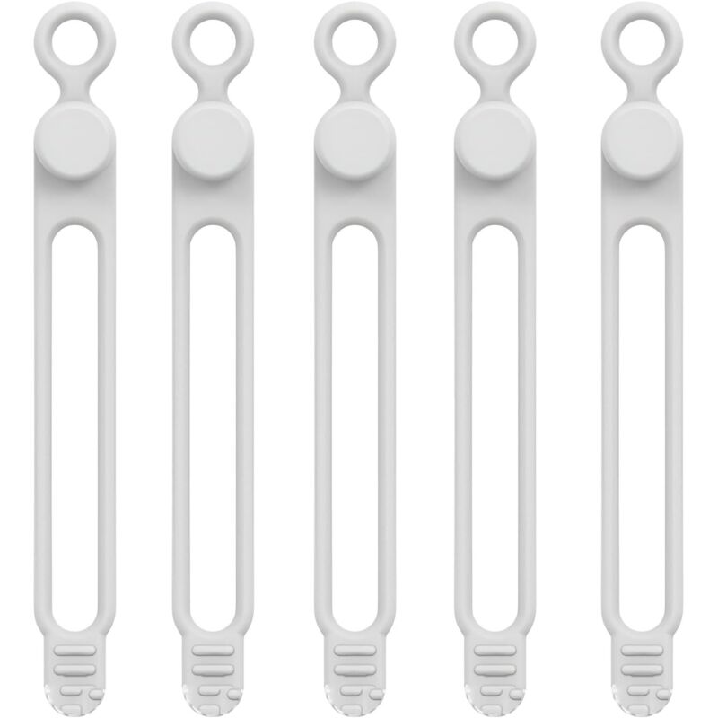Serre-câbles en silicone blanc 106 mm 5 organiseur de câbles de données serre-câbles élastique flexible réutilisable multi-usages gestion des câbles