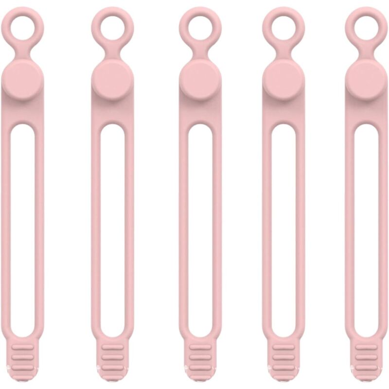 Serre-câbles en silicone rose 106 mm 5 serre-câbles élastique flexible et réutilisable pour la gestion et la fixation des câbles