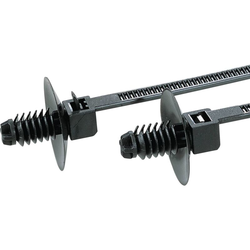 HellermannTyton 150-55610 T18RDP5-PA66-BK Serre-câble 110 mm 2.50 mm noir avec pied ancre et jupe 500 pc(s) R011051