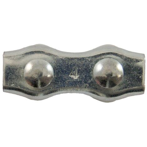 Serre-câbles plats à 2 boulons acier zingué blanc diamètre câble 6 mm en boîte de 5 - PRAMAC