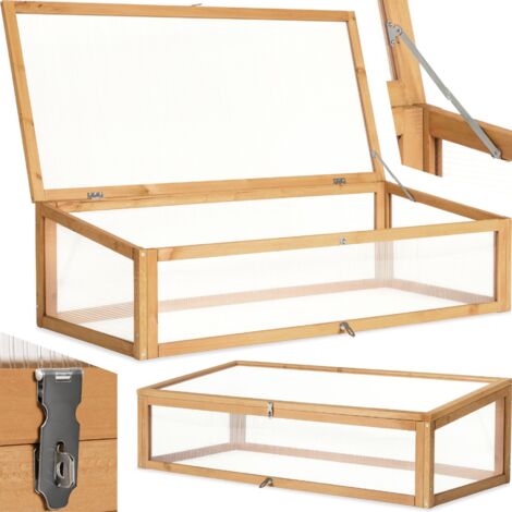 Tectake – Serre châssis de jardin pour carré potager en bois de pin imprégné – Dimensions 115 x 34 x 53 cm – Plaques alvéolaires en polycarbonate