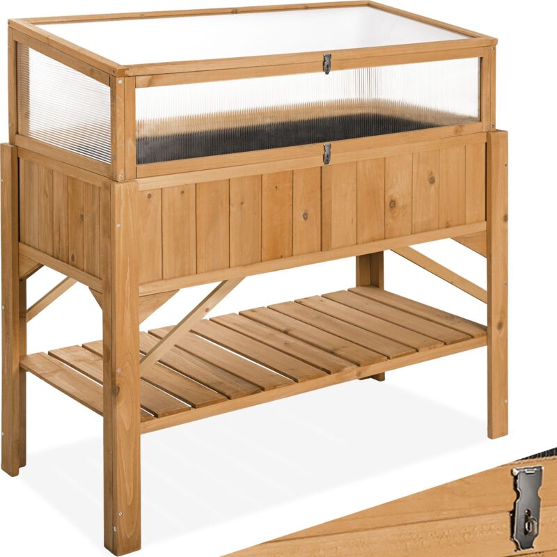 Carré Potager de jardin sur Pied Surélevé avec étagère + Châssis de jardin 119x53x124cm - jardinière sur pieds, table du culture, jardinière surélevée