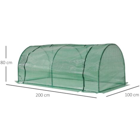 Serre chaude verte 200x100x80cm acier plastique, porte châssis froid culture végétale