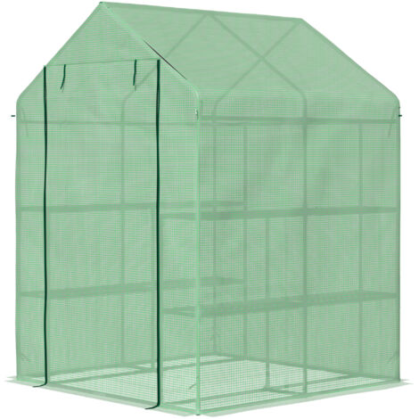 Serre de Balcon 3 Niveaux, Serre Jardin en Bâche PE 140g/m² Renforcée 143x138x190 cm Vert