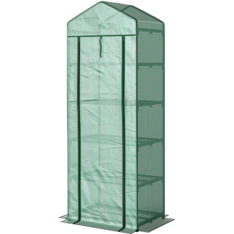 Serre de balcon 5 niveaux 69x49x193 cm acier bâche PE verte amovible